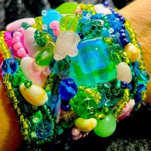 Hand-crafted beaded cuff bracelet